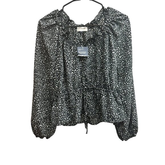 Universal Thread Women's Black & White Speckled Loose Top - Picture 2 of 7